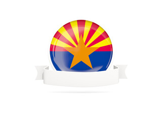 Flag of arizona with banner, US state round icon