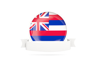 Flag of hawaii with banner, US state round icon