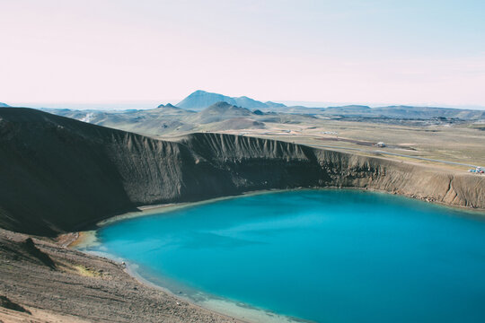Volcanic lake in Iceland, north landscape © katiisoup
