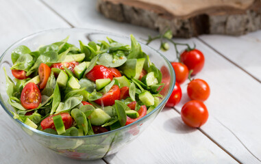 Purslane salad with tomatoes anc cucumbers