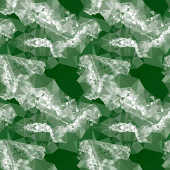 Green geometric  background. Seamless triangular pattern. Vector clip art.