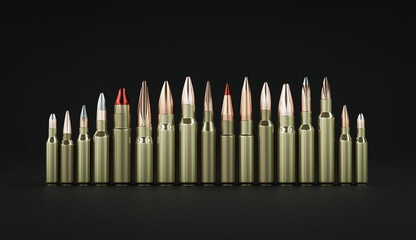 Rifle ammunition 3d illustration
