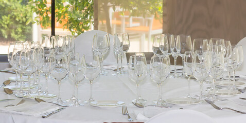 Table set with crockery and cutlery