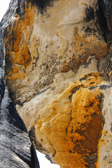 Rock mountain in Tisa, texture of sandstone. Czech landscape