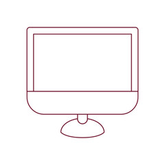 dark red line contour of lcd monitor vector illustration