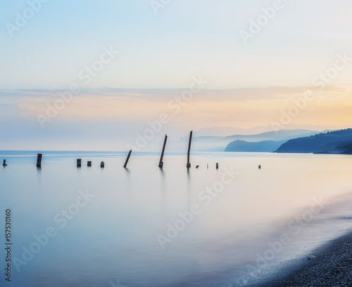 Sea Landscape The Sea At Sunset Twilight Long Exposure