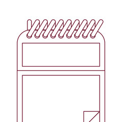 dark red line contour of notepad with spiral vector illustration
