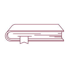 dark red line contour of book with bookmark vector illustration