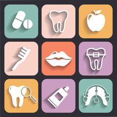 Dental and Orthodontics Flat Icons Set