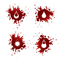 Fototapeta na wymiar Blood splashes with white drops isolated on white background. Vector illustration