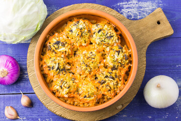 Vegan mushroom and cabbage casserole. 