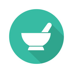Mortar and pestle flat design long shadow icon