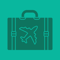 Travel luggage suitcase glyph color icon