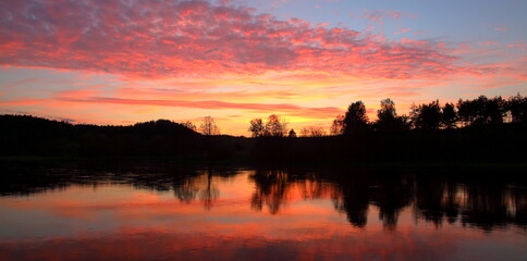 Evening landscape by the river