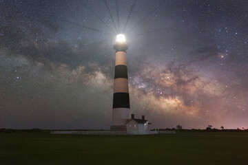Milky Way Galaxy Rising Behind Bodie Island Lighthouse 