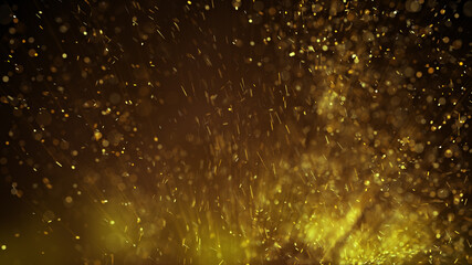 Gold particles abstract background rendered with DOF and motion blur