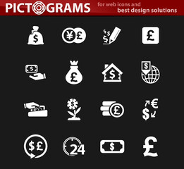 Currency exchange icons set