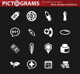 Drug store icons set