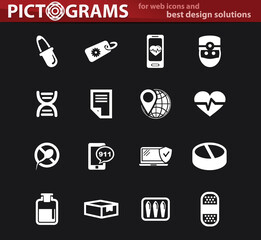 Drug store icons set