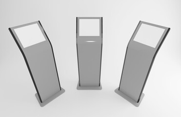 Touch screen terminal, 3D render illustration