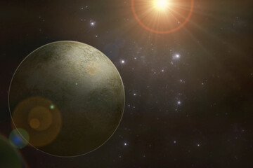 Unknown alien planet, deep space fantasy illustration