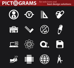 Faculty of mechanics icons set