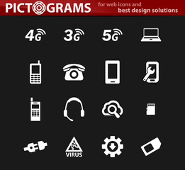 Mobile connection icons set