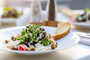 Appetizing dishes locating on table