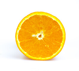 Orange fruit with slice  isolated on white background.