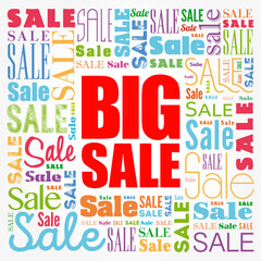 BIG SALE words cloud collage, business concept background