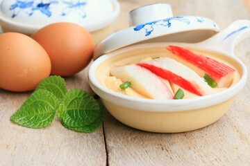Steamed eggs with crab sticks