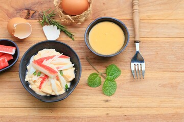 Steamed eggs with crab sticks