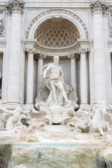 Obraz premium Detail of statue in The Fontana di Trevi or Trevi Fountain. the fountain in Rome, Italy. It is the largest Baroque fountain in the city and the most beautiful in the world.