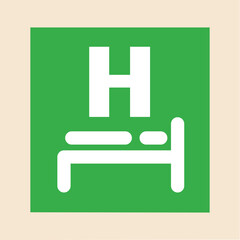 Green vector icon of hotel or hostel for map
