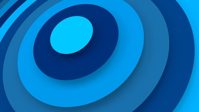 Blue Concentric Rings 3D Rendering