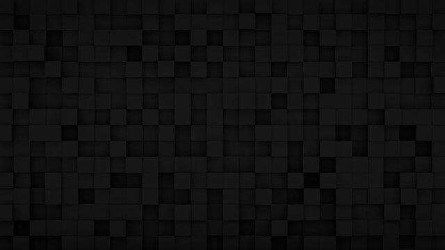 Randomly extruded black cubes 3D render