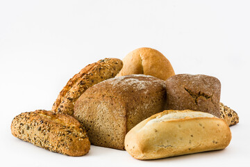 Mixed bread isolated on white background
