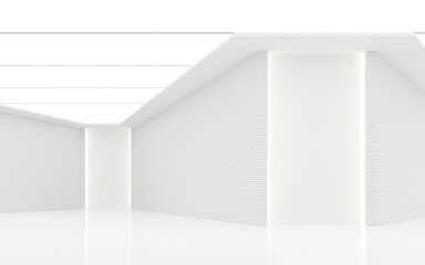 Empty white room modern space interior 3d rendering image.A blank wall with pure white. Decorate with horizon line pattern