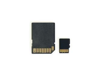 Different Type Of Memory Cards On White Background Closeup