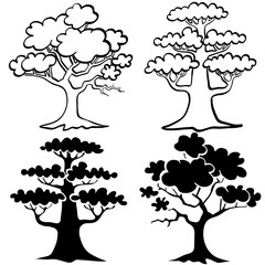 Set trees drawing black white
