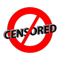 Ban icon with text censored isolated on white background