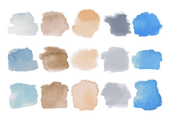 Set of bright multicolored watercolor stains