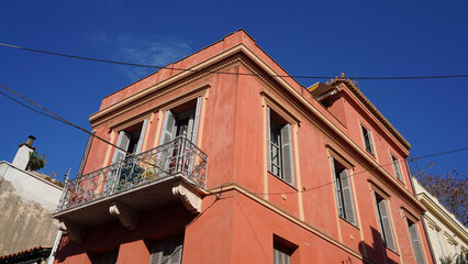Photo from picturesque Plaka area in center of Athens and Roman Forum archaeological site, Attica, Greece