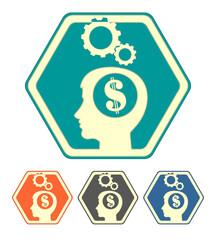 the silhouette of a human head with dollar set