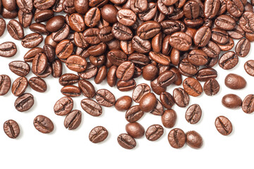 coffee beans on white, top view