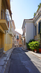 Photo from picturesque Plaka area in center of Athens and Roman Forum archaeological site, Attica, Greece