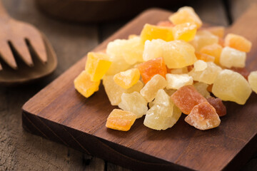 tasty sweet mix dried fruits colorful background

