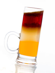 Shot against the light. Cocktail on white background