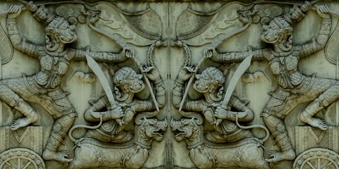 Ancient stucco in public temple, Thailand