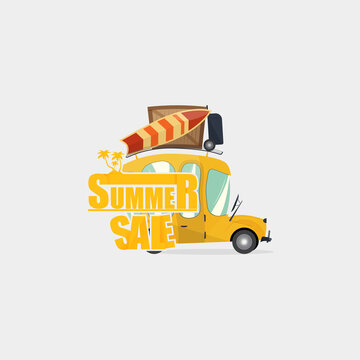 Summer Sale Banner With Car Design Template